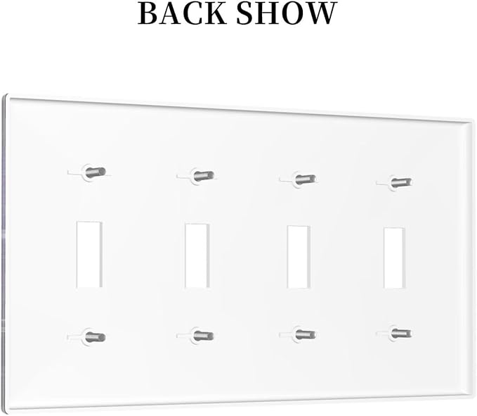 ABC Outer Space Quad Toggle Light Switch Cover Decorative Alphabet Galaxy Boys Educational 4 Gang Wall Plate Electrical Faceplate Switchplate for Kidroom Nursery Boyroom Living Room Decor