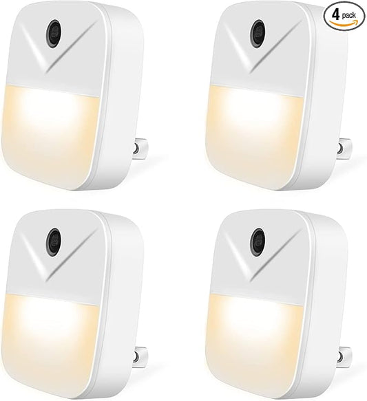 Night Light 4 Pack Plug Into Wall Intelligent Dusk to Dawn Sensor Activated for Hallways, Kids Room, Kitchen