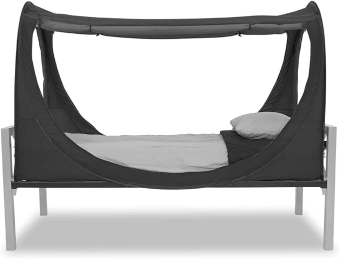 Privacy Pop up Eclipse Bed Tent Bed Drapes (Black, Queen)