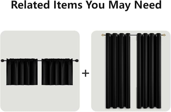 Mrs.Naturall Black Out Curtains 72 Inches Long,Grommet Blackout Drapes 72 Inch Length 2 Panels Set for Bedroom