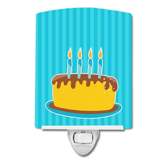 Caroline's Treasures BB8939CNL Birthday Cake Ceramic Night Light Compact, UL-Certified, Ideal for Bedroom, Bathroom, Nursery, Hallway, Kitchen, 6x4x3, Multicolor