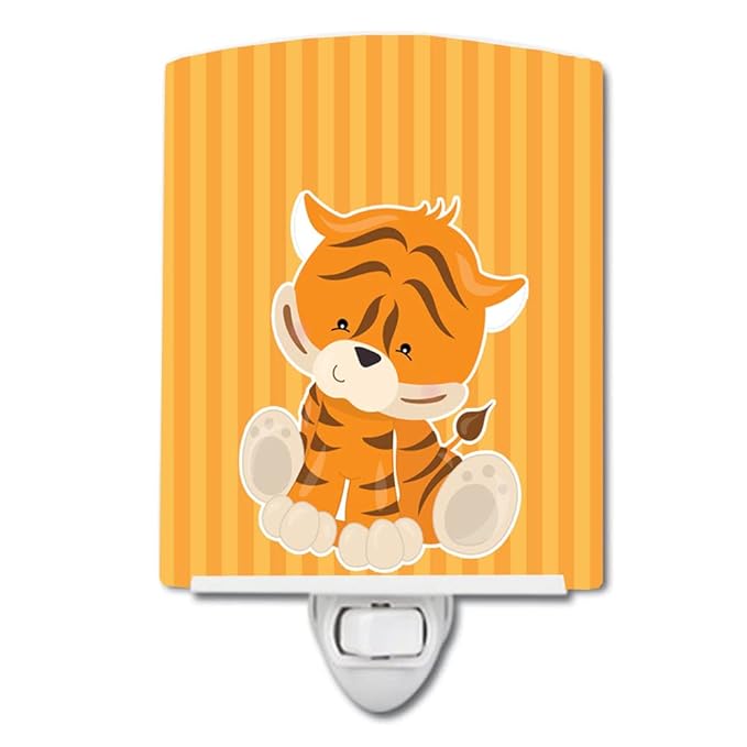 Caroline's Treasures BB8611CNL Tiger Ceramic Night Light Compact, UL-Certified, Ideal for Bedroom, Bathroom, Nursery, Hallway, Kitchen, 6x4x3, Multicolor