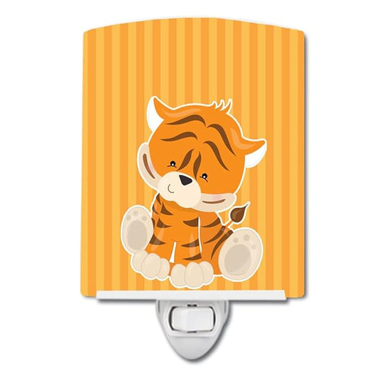 Caroline's Treasures BB8611CNL Tiger Ceramic Night Light Compact, UL-Certified, Ideal for Bedroom, Bathroom, Nursery, Hallway, Kitchen, 6x4x3, Multicolor