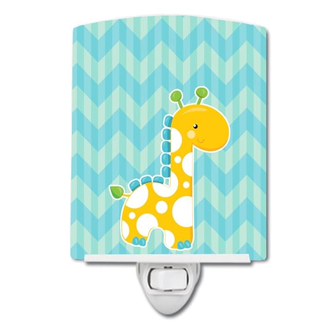 Caroline's Treasures BB6821CNL Boy Giraffe Ceramic Night Light Compact, UL-Certified, Ideal for Bedroom, Bathroom, Nursery, Hallway, Kitchen, 6x4x3, Multicolor
