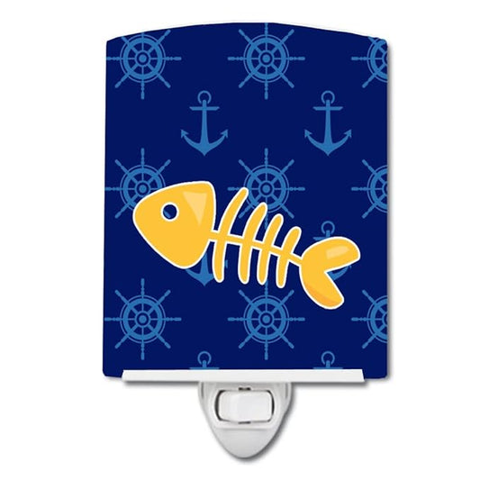 Caroline's Treasures BB6884CNL Fish Bones Ceramic Night Light Compact, UL-Certified, Ideal for Bedroom, Bathroom, Nursery, Hallway, Kitchen, 6x4x3, Multicolor