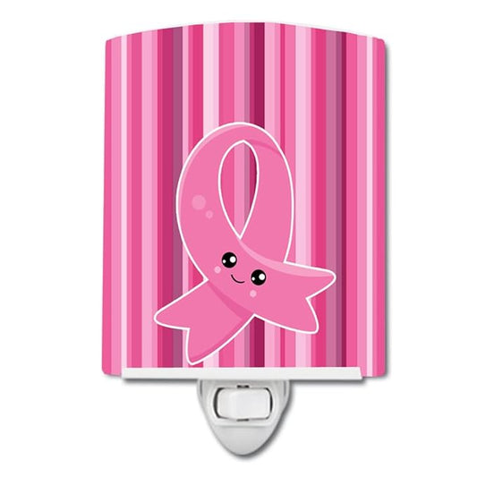 Caroline's Treasures BB6978CNL Breast Cancer Awareness Ribbon Face Ceramic Night Light Compact, UL-Certified, Ideal for Bedroom, Bathroom, Nursery, Hallway, Kitchen, 6x4x3, Multicolor