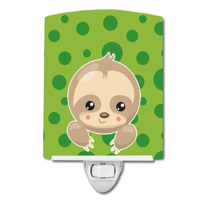 Caroline's Treasures BB9035CNL Sloth Paws Ceramic Night Light Compact, UL-Certified, Ideal for Bedroom, Bathroom, Nursery, Hallway, Kitchen, 6x4x3, Multicolor