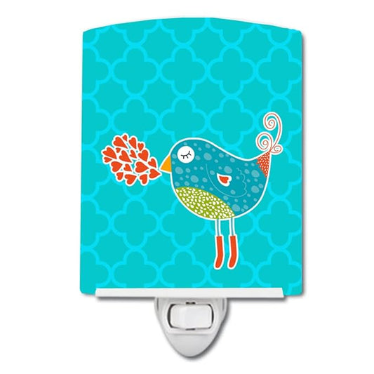 Caroline's Treasures BB6760CNL Birdy Love Ceramic Night Light Compact, UL-Certified, Ideal for Bedroom, Bathroom, Nursery, Hallway, Kitchen, 6x4x3, Multicolor