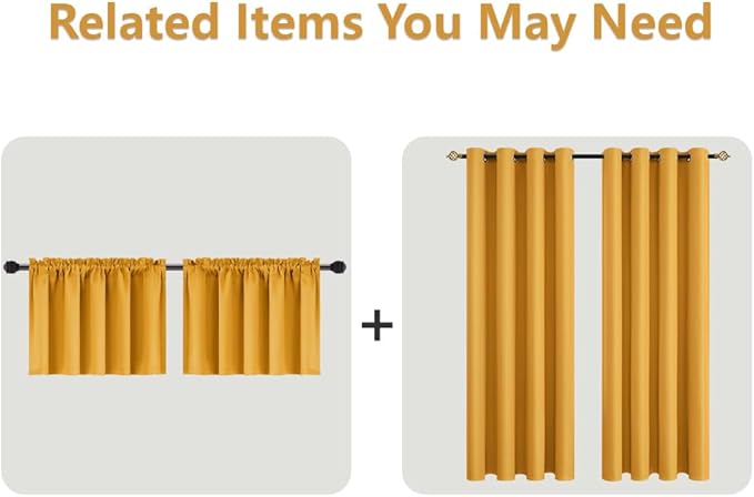 Mrs.Naturall Blackout Curtains 72 Inch Length 2 Panels Set Thermal Insulated Grommet Room Darkening Curtains for Bedroom 72 Inches Long,Yellow