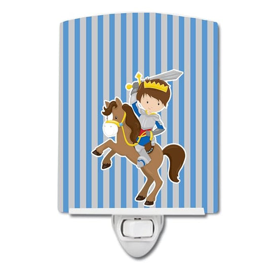 Caroline's Treasures BB8745CNL Brunette Boy Knight on Horse Ceramic Night Light Compact, UL-Certified, Ideal for Bedroom, Bathroom, Nursery, Hallway, Kitchen, 6x4x3, Multicolor