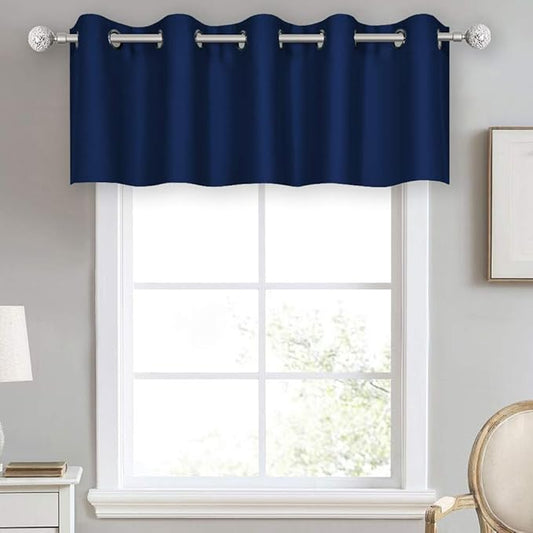 DECOVSU Navy Blue Window Valance for Kitchen 70x18 Inch Solid Blackout Thermal Insulated Grommet Valance for Bedrooom Living Room Extra Wide 1 Panel