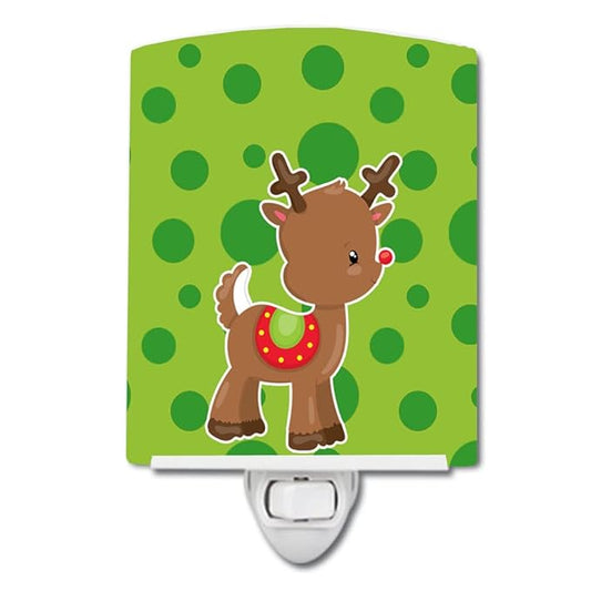 Caroline's Treasures BB9025CNL Christmas Reindeer #3 Ceramic Night Light Compact, UL-Certified, Ideal for Bedroom, Bathroom, Nursery, Hallway, Kitchen, 6x4x3, Multicolor