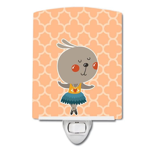 Caroline's Treasures BB6727CNL Ballerina Rabbit Ceramic Night Light Compact, UL-Certified, Ideal for Bedroom, Bathroom, Nursery, Hallway, Kitchen, 6x4x3, Multicolor