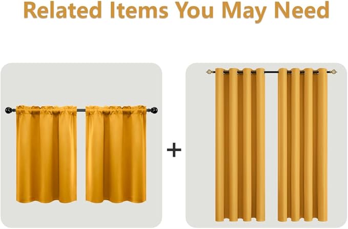 Mrs.Naturall Blackout Curtains 72 Inch Length 2 Panels Set Thermal Insulated Grommet Room Darkening Curtains for Bedroom 72 Inches Long,Yellow