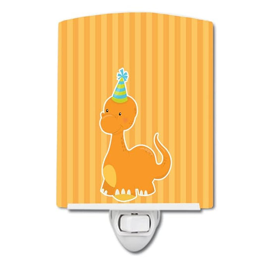 Caroline's Treasures BB8927CNL Dinosaur Orange Ceramic Night Light Compact, UL-Certified, Ideal for Bedroom, Bathroom, Nursery, Hallway, Kitchen, 6x4x3, Multicolor