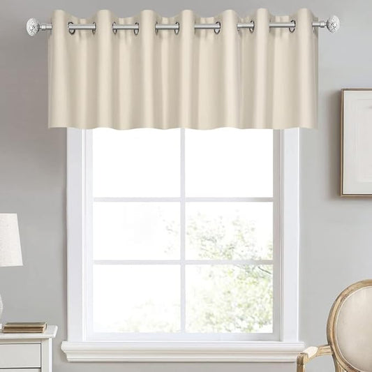 Solid Grommet Top Greyish Beige Valance for Kitchen Blackout Curtain Valance for Living Room Short Straight Drape Valance for Bedroom Kids Room 100 Inch Wide by 18 Inch Long 1 Panel