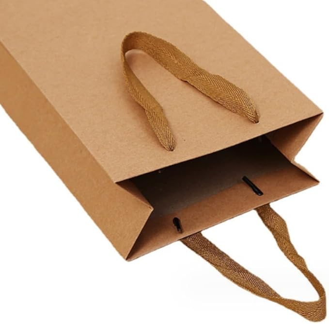 JPORSHU 10 Pack Wine Paper Bag,Wine Bottle Bags Bulk Reusable Gift Tote Bag Holds 2 bottles of wine，Kraft Paper Wine Bags with Handles，for Wedding Bottle Whiskey Spirits Party (kraft paper)