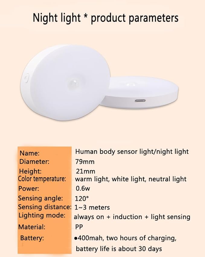 Magnetic Night Light, New Upgraded Frosted, Human Body Sensor Light, Three-Colour Infinitely Dimmable Ideal for Bedroom, Bathroom, Nurserie, Corridor, Kitchen, Wardrobe-2 Pack