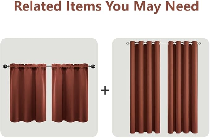 Mrs.Naturall Black Out Curtains 96 Inch Long for Living Room,Room Darkening Keep Heat Out Blackout Boho Curtain Drapes 96 Inches Long 2 Panels,Terracotta Rust