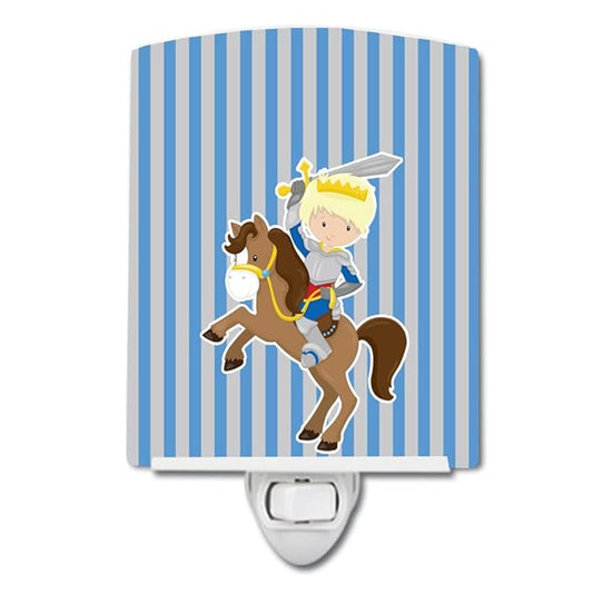Caroline's Treasures BB8746CNL Blonde Boy Knight on Horse Ceramic Night Light Compact, UL-Certified, Ideal for Bedroom, Bathroom, Nursery, Hallway, Kitchen, 6x4x3, Multicolor
