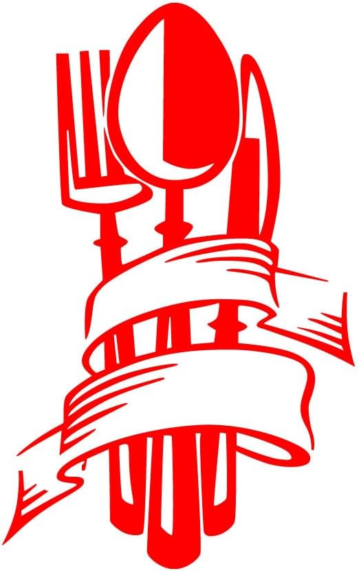 Kitchen Wall Sticker Knife Spoon Decal Fork Sticker Home Decoration Living Room Dining Room Art Applique Home Decor Red 23 x 15 in