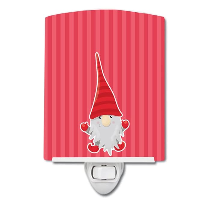 Caroline's Treasures BB8782CNL Christmas Gnome Happy Ceramic Night Light Compact, UL-Certified, Ideal for Bedroom, Bathroom, Nursery, Hallway, Kitchen, 6x4x3, Multicolor