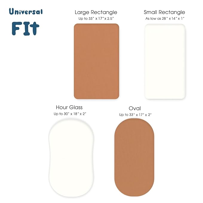 GRSSDER Stretchy Ultra Soft Fitted Bassinet Sheet 2 Pack, Universal Fit for Bassinets Baby Cradle Moses Basket Oval Rectangle Mattress Safe and Snug, Jersey Bassinet Sheets for Girls, Cream/Orange