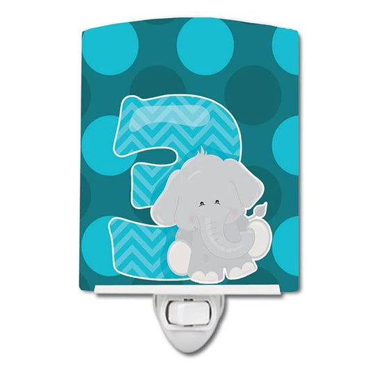 Caroline's Treasures BB9010CNL Zoo Month 3 Elephant Ceramic Night Light Compact, UL-Certified, Ideal for Bedroom, Bathroom, Nursery, Hallway, Kitchen, 6x4x3, Multicolor