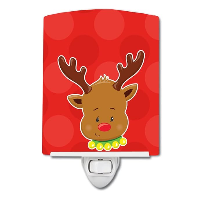 Caroline's Treasures BB8665CNL Christmas Reindeer #1 Ceramic Night Light Compact, UL-Certified, Ideal for Bedroom, Bathroom, Nursery, Hallway, Kitchen, 6x4x3, Multicolor