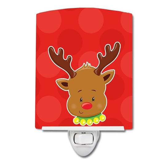 Caroline's Treasures BB8665CNL Christmas Reindeer #1 Ceramic Night Light Compact, UL-Certified, Ideal for Bedroom, Bathroom, Nursery, Hallway, Kitchen, 6x4x3, Multicolor