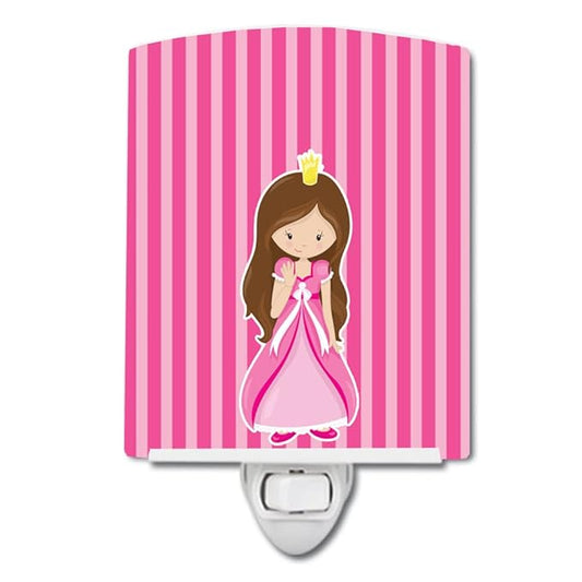 Caroline's Treasures BB8756CNL Brunette Girl Princess Ceramic Night Light Compact, UL-Certified, Ideal for Bedroom, Bathroom, Nursery, Hallway, Kitchen, 6x4x3, Multicolor