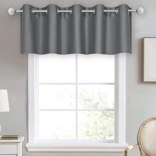 Dark Gray Valance Curtains for Bedroom Solid Grommet Top Blackout Thermal Insulated Curtain Valance for Living Room Basement/Loft/Office 70 X18 1 Panel Grey
