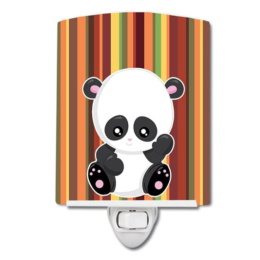Caroline's Treasures BB6802CNL Striped Panda Ceramic Night Light Compact, UL-Certified, Ideal for Bedroom, Bathroom, Nursery, Hallway, Kitchen, 6x4x3, Multicolor