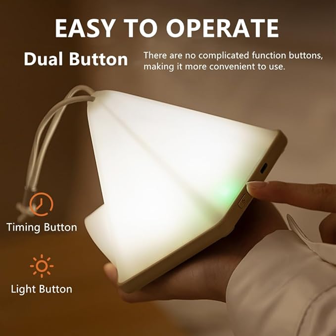 Portable Tent Night Light, with Lanyard for Easy Hanging, USB Rechargeable LED Desk Lamp with 6 Modes Adjustable, Camping Mini Nightlight, Bedroom Bedside Lamp with Timing Function