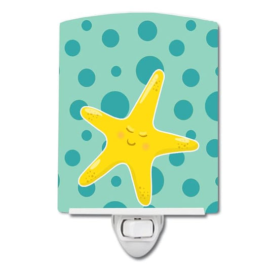 Caroline's Treasures BB8841CNL Beach Starfish Ceramic Night Light Compact, UL-Certified, Ideal for Bedroom, Bathroom, Nursery, Hallway, Kitchen, 6x4x3, Multicolor