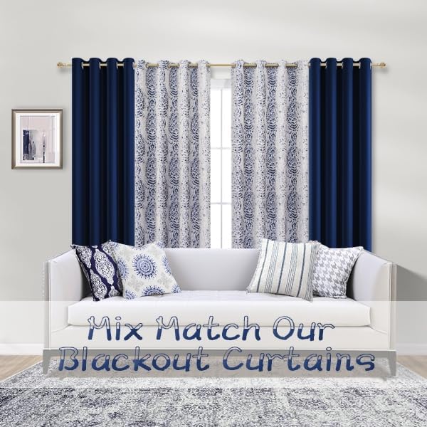 Mrs.Naturall Navy Blue Blackout Curtains for Kids Room,2 Panels Grommet Light Blocking Room Darkening Curtains for Boys Bedroom,63 Inch Length,Dark Blue