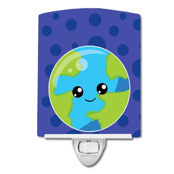 Caroline's Treasures BB9038CNL Planets Earth Ceramic Night Light Compact, UL-Certified, Ideal for Bedroom, Bathroom, Nursery, Hallway, Kitchen, 6x4x3, Multicolor