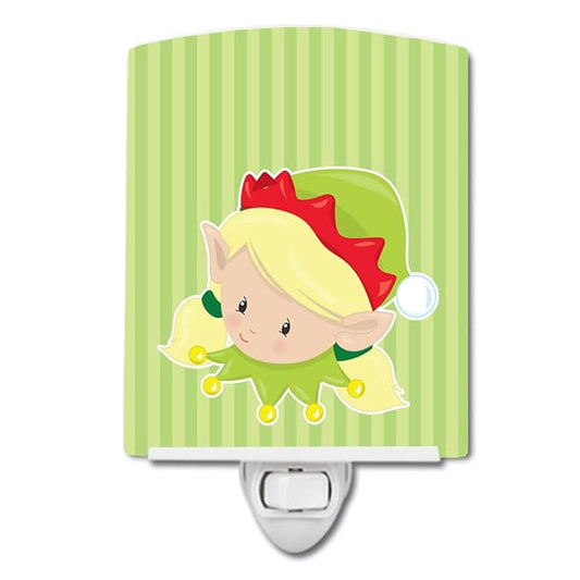 Caroline's Treasures BB8674CNL Christmas Blonde Girl Elf Susie Ceramic Night Light Compact, UL-Certified, Ideal for Bedroom, Bathroom, Nursery, Hallway, Kitchen, 6x4x3, Multicolor