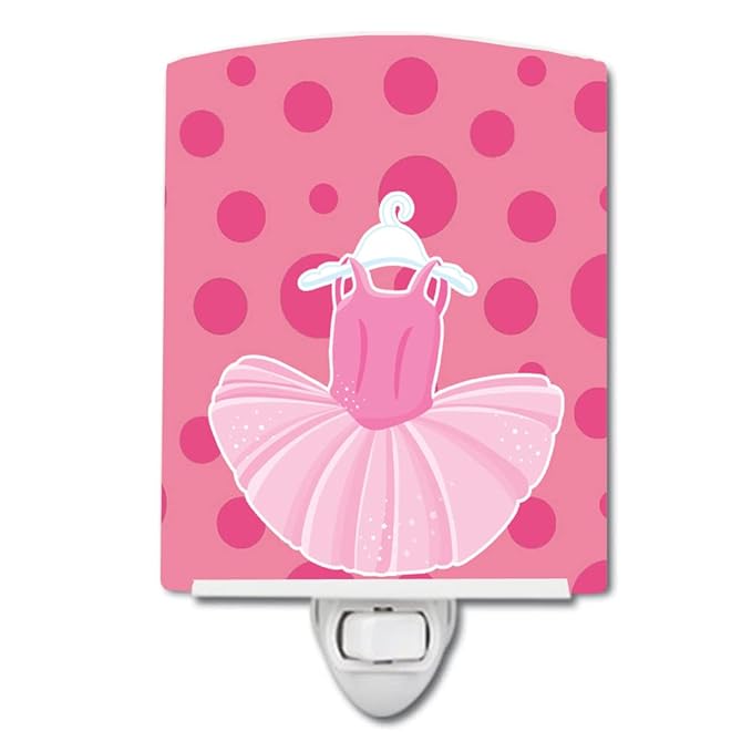 Caroline's Treasures BB8626CNL Ballet Tutu on Polka dots Ceramic Night Light Compact, UL-Certified, Ideal for Bedroom, Bathroom, Nursery, Hallway, Kitchen, 6x4x3, Multicolor