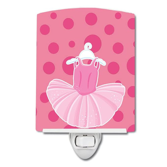Caroline's Treasures BB8626CNL Ballet Tutu on Polka dots Ceramic Night Light Compact, UL-Certified, Ideal for Bedroom, Bathroom, Nursery, Hallway, Kitchen, 6x4x3, Multicolor