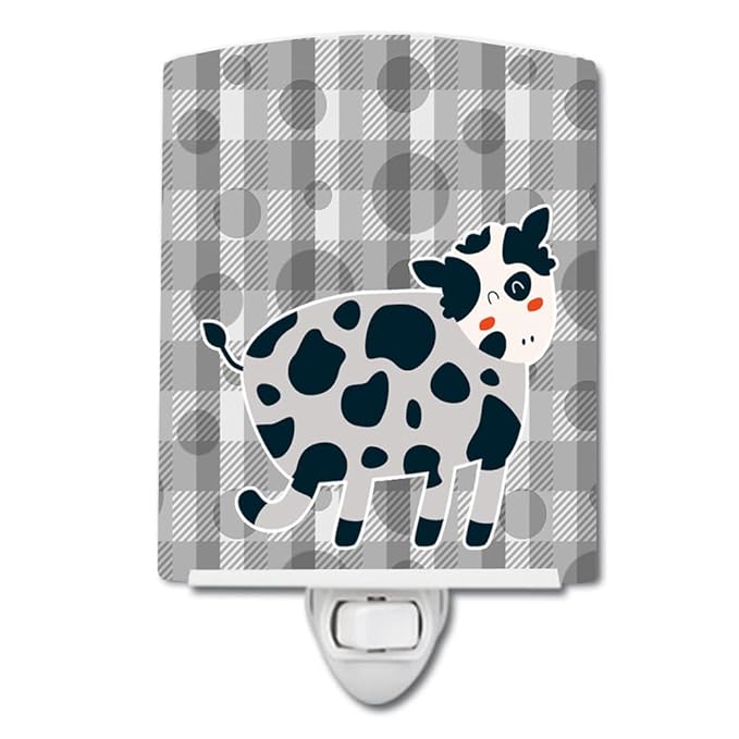 Caroline's Treasures BB6764CNL Cow Ceramic Night Light Compact, UL-Certified, Ideal for Bedroom, Bathroom, Nursery, Hallway, Kitchen, 6x4x3, Multicolor
