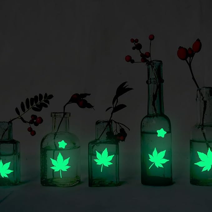 Glow in The Dark Leaf Wall Stickers for Sweet Home,40pcs PET Plant Wall Stickers for Bedrooms, Leaf Stickers Wall Decals for Boys and Girls Room, Cute Plant Decals Stickers for Room Walls (Leaf 2)