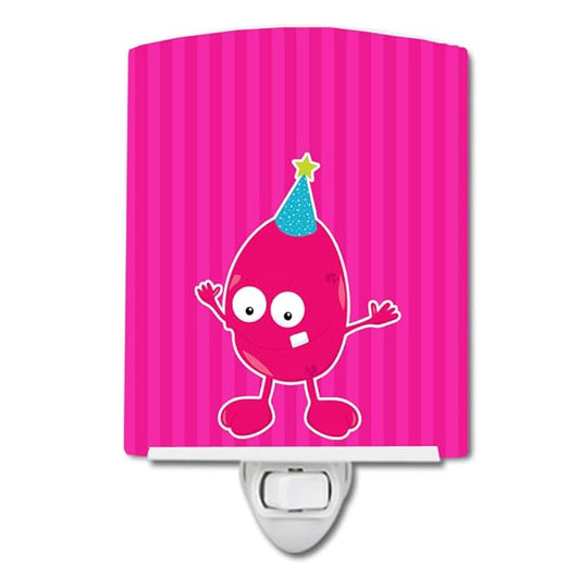 Caroline's Treasures BB8935CNL Birthday Monster Pink Ceramic Night Light Compact, UL-Certified, Ideal for Bedroom, Bathroom, Nursery, Hallway, Kitchen, 6x4x3, Multicolor