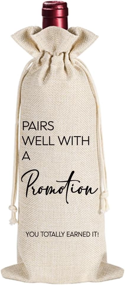 Qubereeree Pairs Well With A Promotion Wine Gift Bag, New Job Gifts for Congratulations to Colleague Boss Coworker Friends BFF, New Beginning Congratulations Job Promotion Gift Wine Bag-18