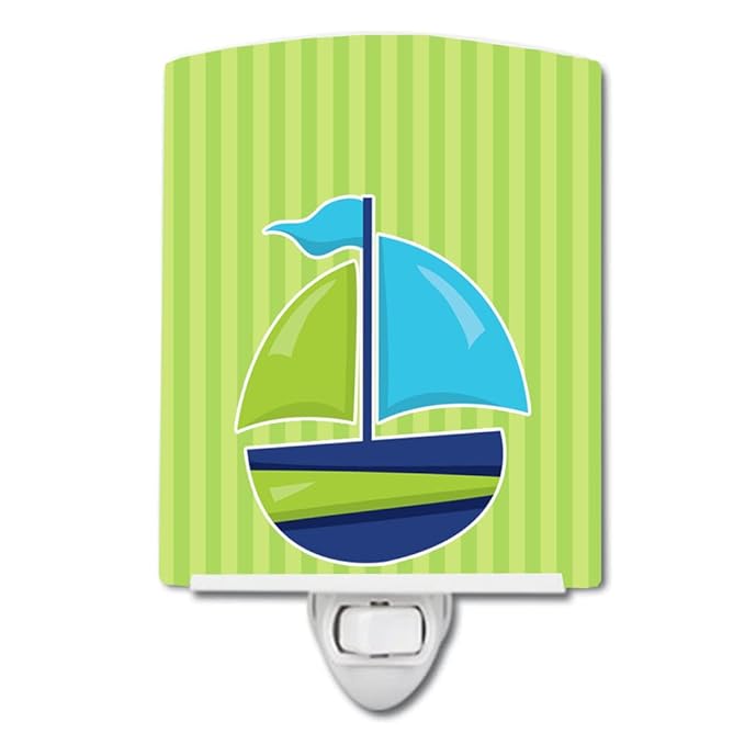 Caroline's Treasures BB8889CNL Nautical Sailboat #3 Ceramic Night Light Compact, UL-Certified, Ideal for Bedroom, Bathroom, Nursery, Hallway, Kitchen, 6x4x3, Multicolor
