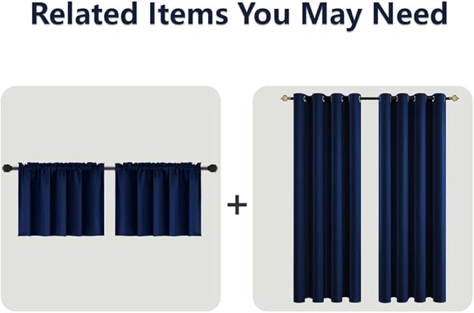 Mrs.Naturall Navy Blue Curtains 42x54 Inch Length for Living Room 2 Panels Blackout Room Darkening Curtain for Bedroom