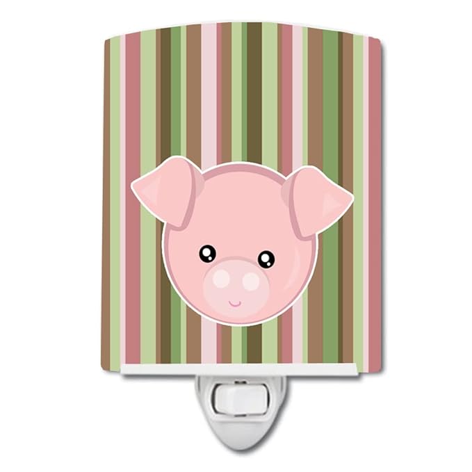 Caroline's Treasures BB6930CNL Pig Face Ceramic Night Light Compact, UL-Certified, Ideal for Bedroom, Bathroom, Nursery, Hallway, Kitchen, 6x4x3, Multicolor