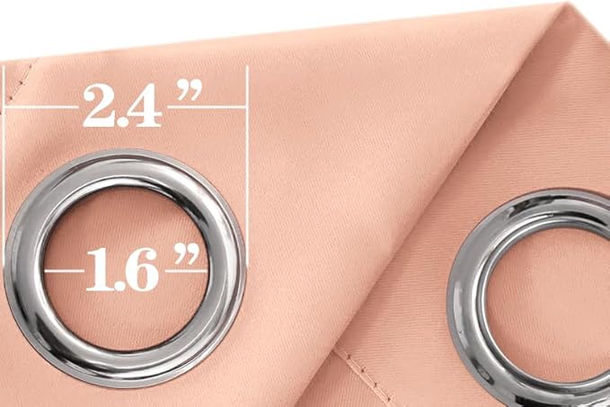 Mrs.Naturall Blush Curtains Blackout Kawaii Preppy Coquette Cute Curtains for Bedroom Aesthetic Living Room Decor,63 Inch Length 2 Panels