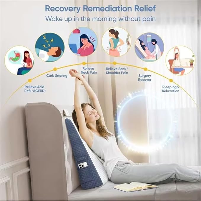 Wedge Pillow for Sleep Apnea, 2024 New 7.5'' Bed Wedge Pillow, Acid Reflux, Heartburn, GERD, Neck Pain, Cooling Memory Foam Top, Removable Washable Cover Incline Pillow for Improved Sleep