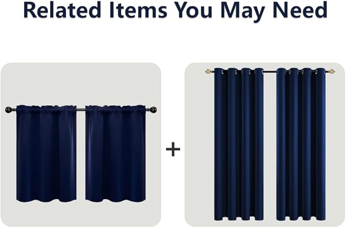 Mrs.Naturall Navy Blue Blackout Curtains 96 Inches Long,Room Darkening Black Out Grommet Midnight Dark Blue Curtains for Bedroom Living Room 96 Inch Length 2 Panels Set